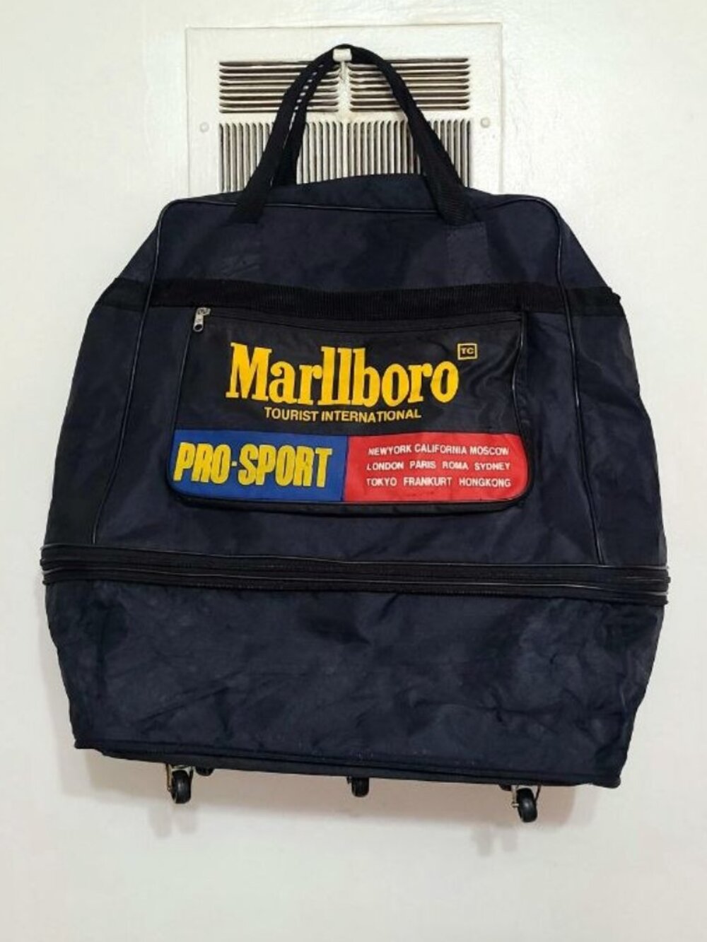 Vintage Marlboro Pro‑Sport Rolling Duffel Bag